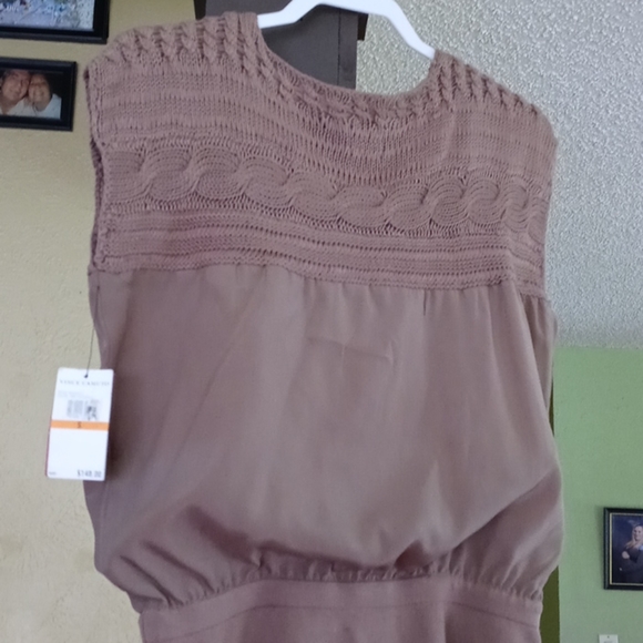 Vince Camuto Tan Knit Woven Mini Dress NWT Size S - Picture 7 of 7